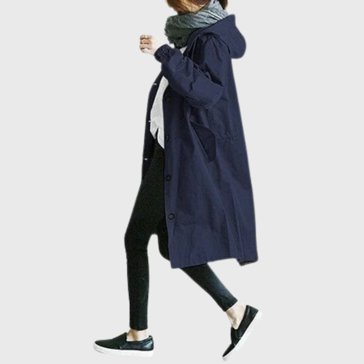 Women's Water-Repellent Hooded Trench Coat | Clara in Gray - Juana Fashion