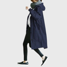 Women's Water-Repellent Hooded Trench Coat | Clara in Gray - Juana Fashion