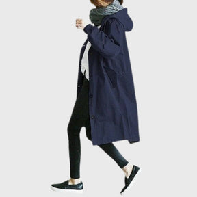 Women's Water-Repellent Hooded Trench Coat | Clara in Gray - Juana Fashion