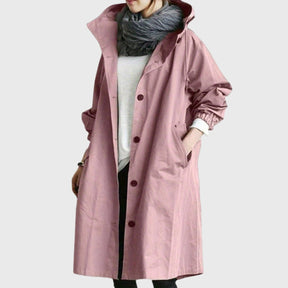 Women's Water-Repellent Hooded Trench Coat | Clara in Gray - Juana Fashion