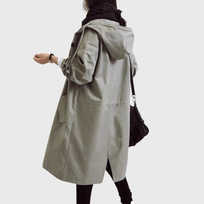 Women's Water-Repellent Hooded Trench Coat | Clara in Gray - Juana Fashion