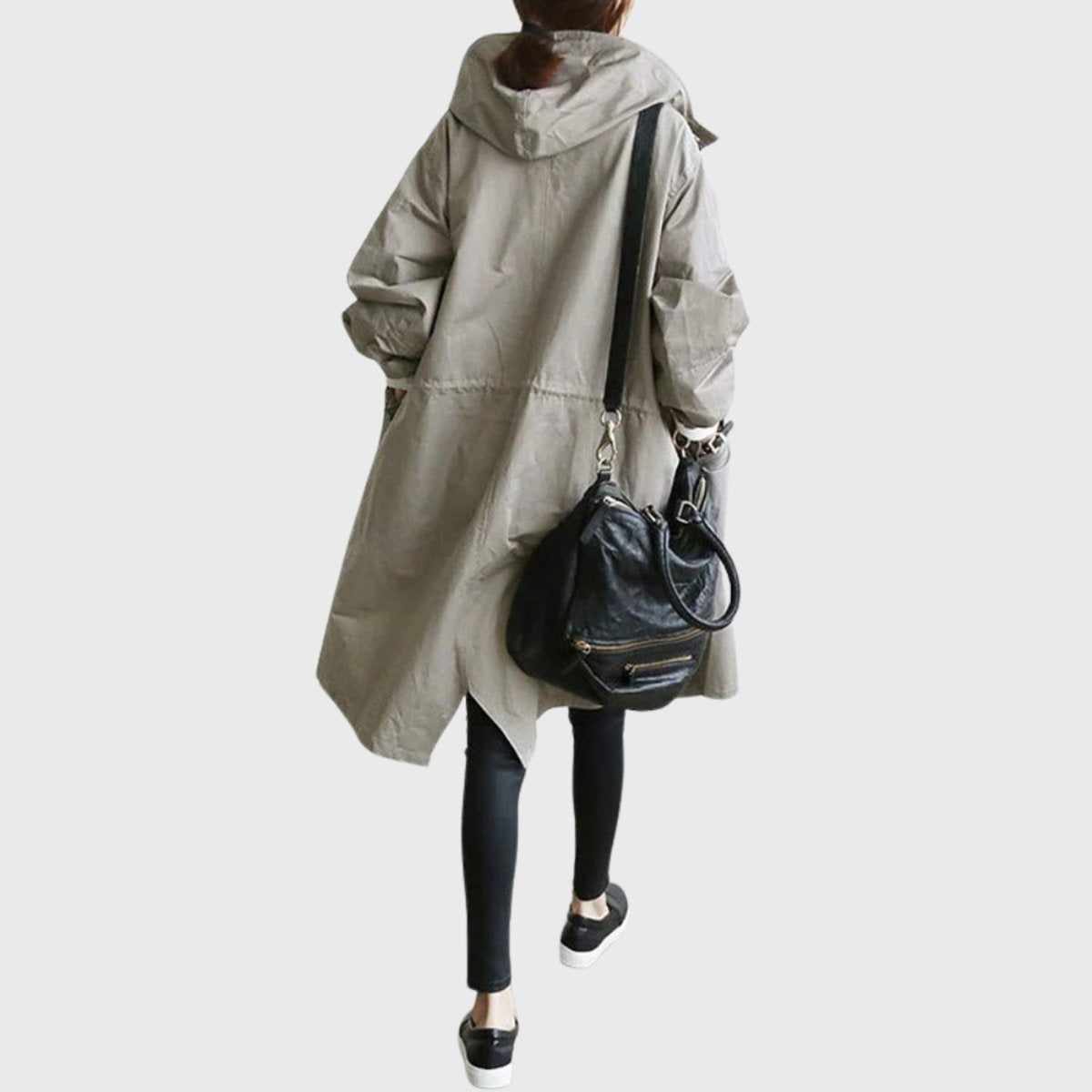 Women's Water-Repellent Hooded Trench Coat | Clara in Gray - Juana Fashion