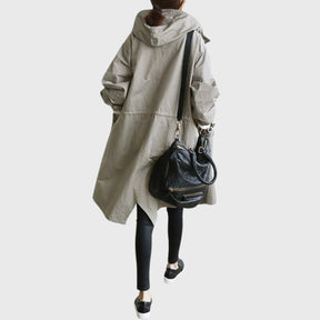 Women's Water-Repellent Hooded Trench Coat | Clara in Gray - Juana Fashion