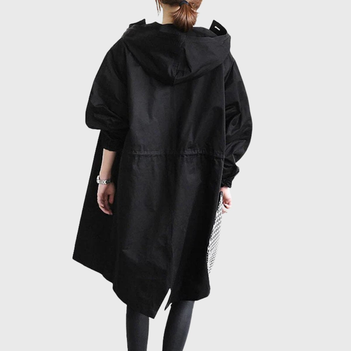 Women's Water-Repellent Hooded Trench Coat | Clara in Black - Juana Fashion
