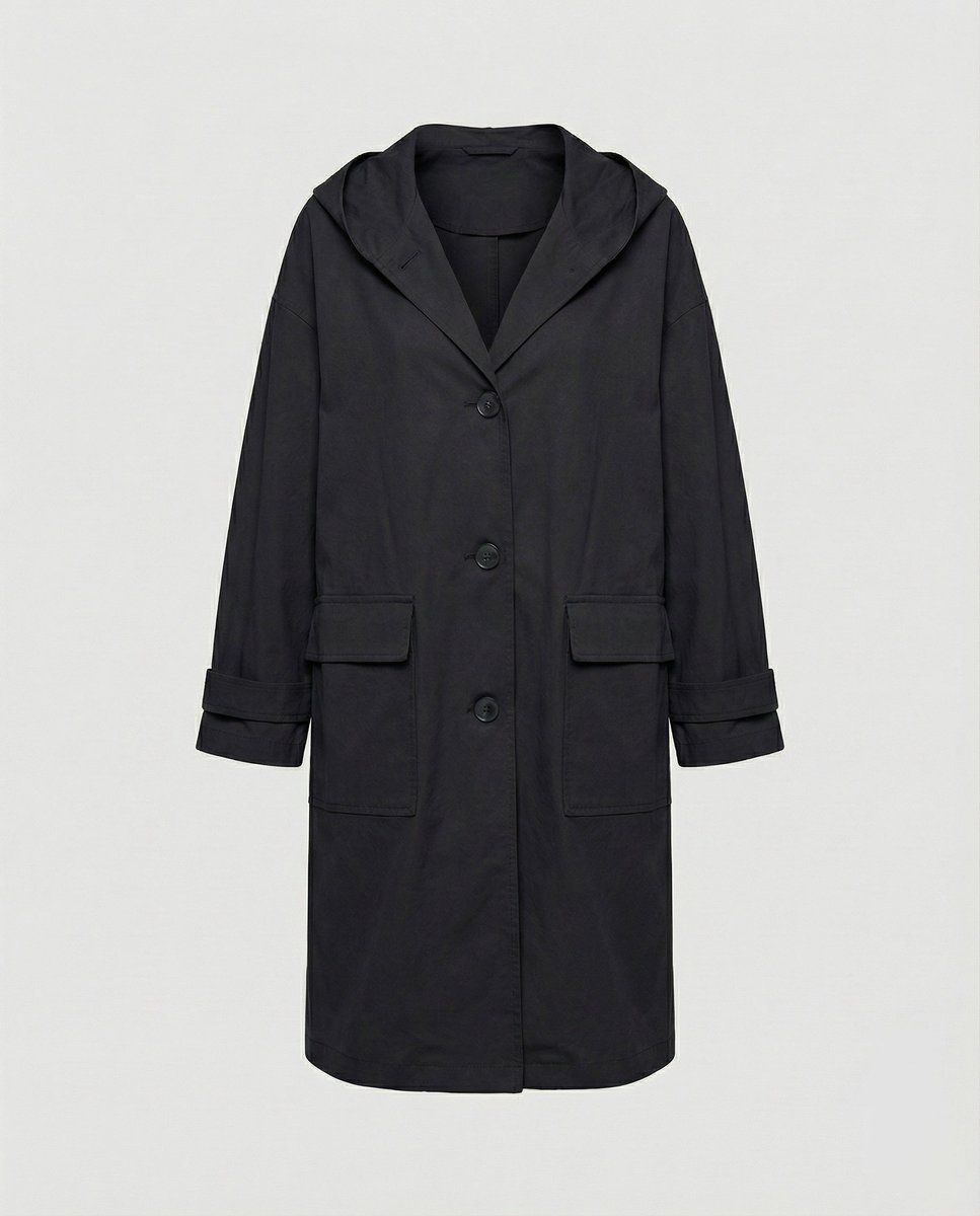 Women's Long Wind-Resistant Hooded Trench Coat | Annika in Beige - Juana Fashion