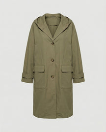 Women's Long Wind-Resistant Hooded Trench Coat | Annika in Beige - Juana Fashion