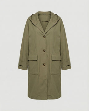 Women's Long Wind-Resistant Hooded Trench Coat | Annika in Beige - Juana Fashion