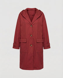 Women's Long Wind-Resistant Hooded Trench Coat | Annika in Beige - Juana Fashion