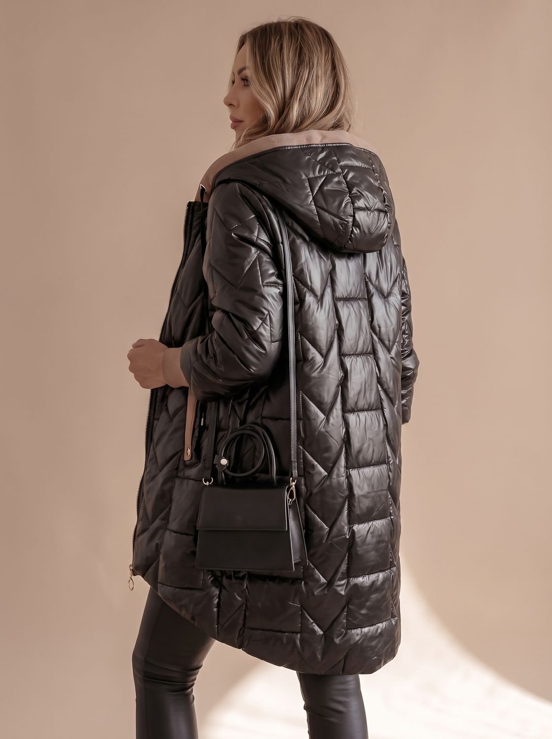 Women's Long Hooded Winter Coat | Johanna in Black - Juana Fashion