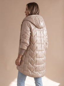 Women's Long Hooded Winter Coat | Johanna in White - Juana Fashion