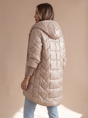Women's Long Hooded Winter Coat | Johanna in White - Juana Fashion