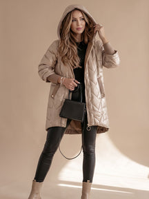 Women's Long Hooded Winter Coat | Johanna in White - Juana Fashion