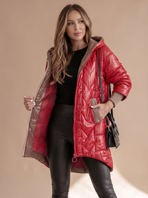 Women's Long Hooded Winter Coat | Johanna in White - Juana Fashion