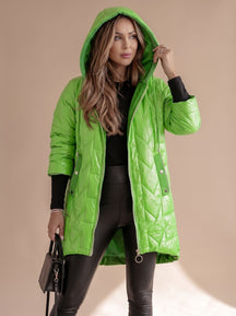 Women's Long Hooded Winter Coat | Johanna in White - Juana Fashion