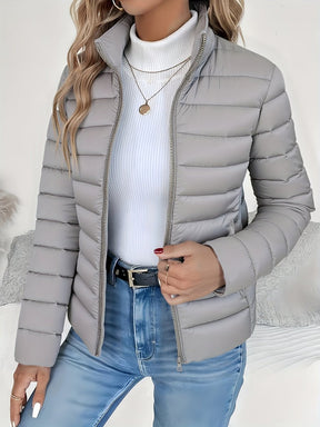 Women's Quilted Stand-Collar Coat | Sophie in Khaki - Juana Fashion