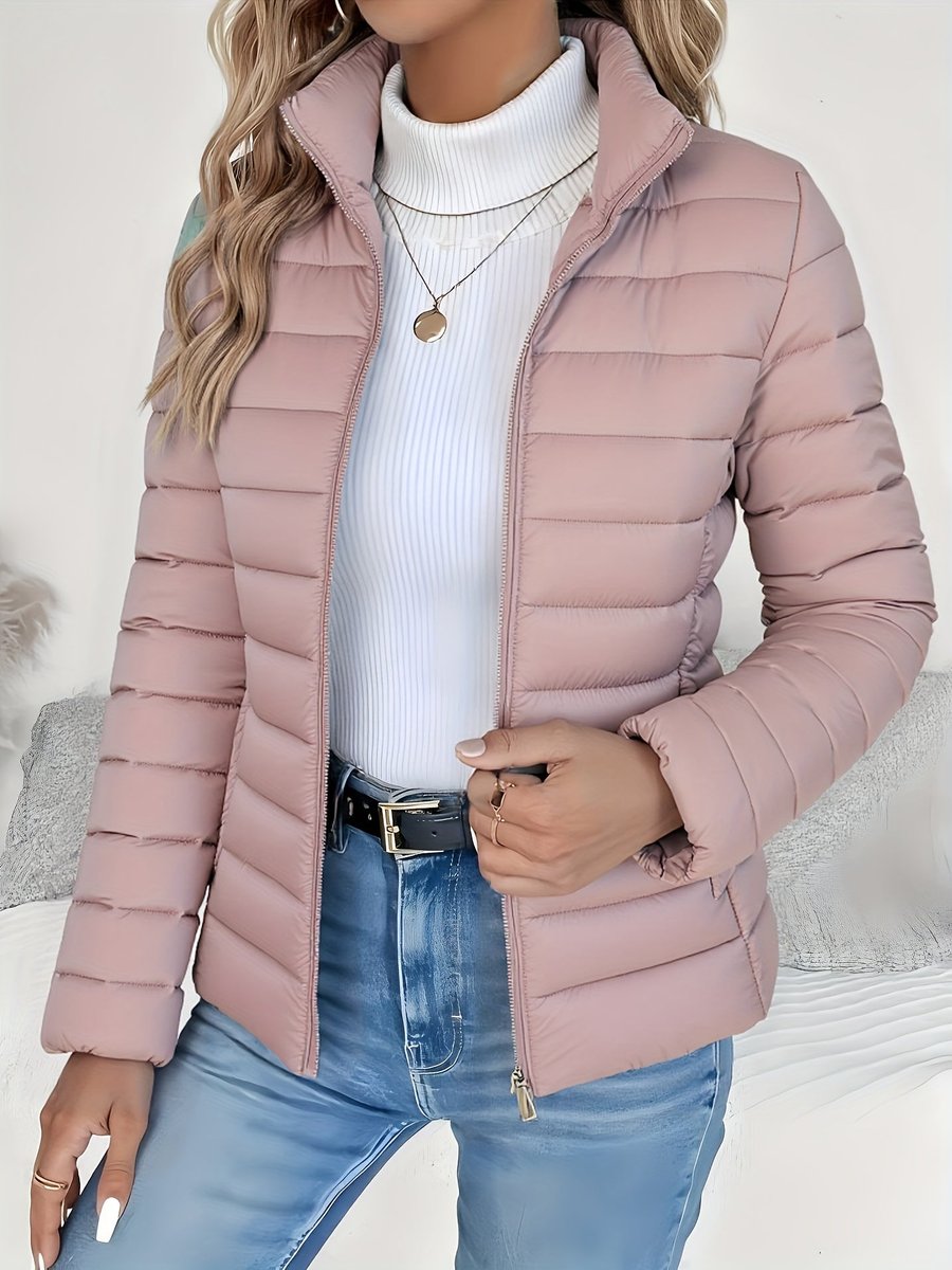 Women's Quilted Stand-Collar Coat | Sophie in Khaki - Juana Fashion