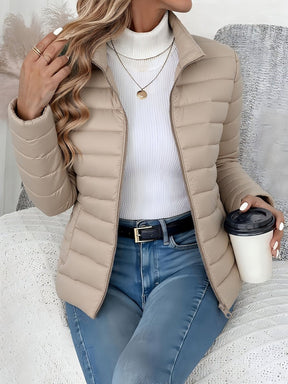 Women's Quilted Stand-Collar Coat | Sophie in Light Green - Juana Fashion