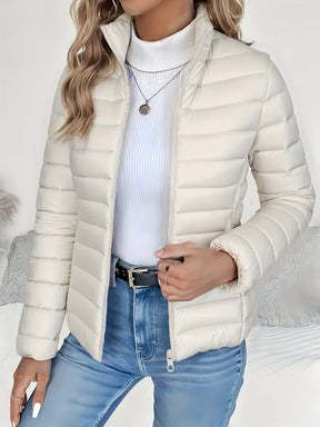 Women's Quilted Stand-Collar Coat | Sophie in Light Green - Juana Fashion