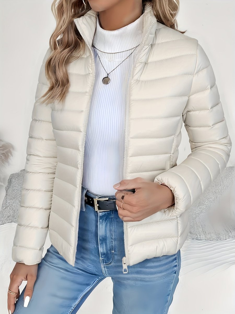 Women's Quilted Stand-Collar Coat | Sophie in Light Green - Juana Fashion