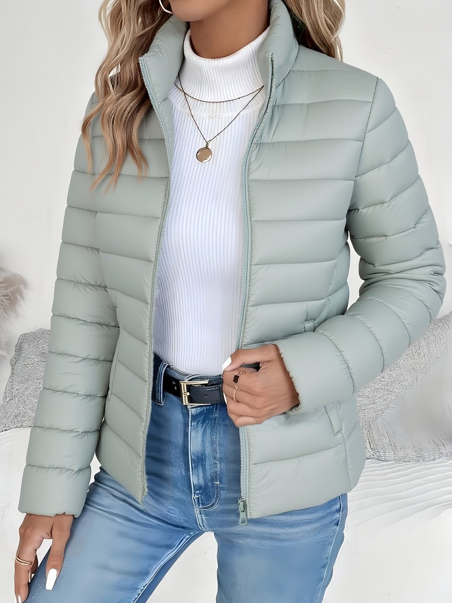 Women's Quilted Stand-Collar Coat | Sophie in Black - Juana Fashion