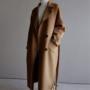Women's Double-Breasted Wool-Blend Coat | Frieda in Cream White - Juana Fashion