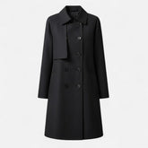 Women's Double-Breasted Wool-Blend Midi Trench Coat | Clara in Black - Juana Fashion