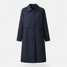 Women's Double-Breasted Wool-Blend Midi Trench Coat | Clara in Black - Juana Fashion