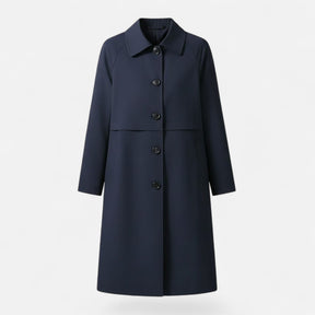 Women's Double-Breasted Wool-Blend Midi Trench Coat | Clara in Black - Juana Fashion