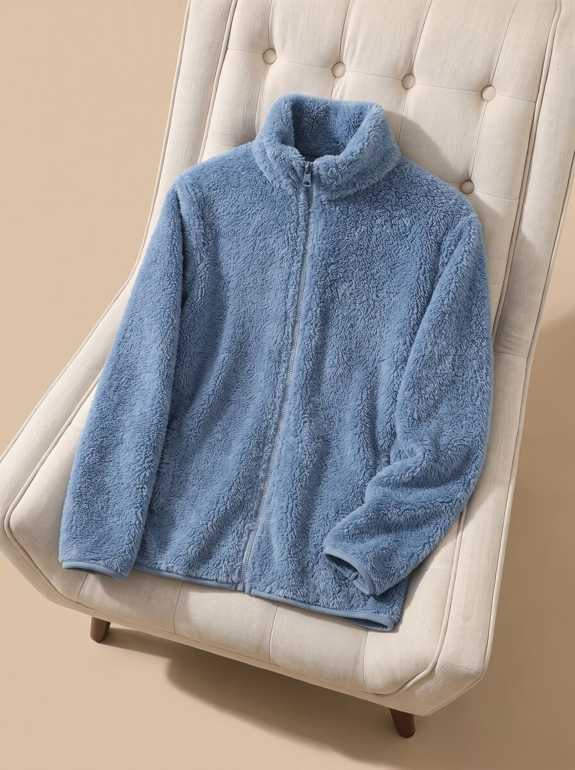 Women's Oversized Stand-Collar Fleece Jacket | Annika in Black - Juana Fashion