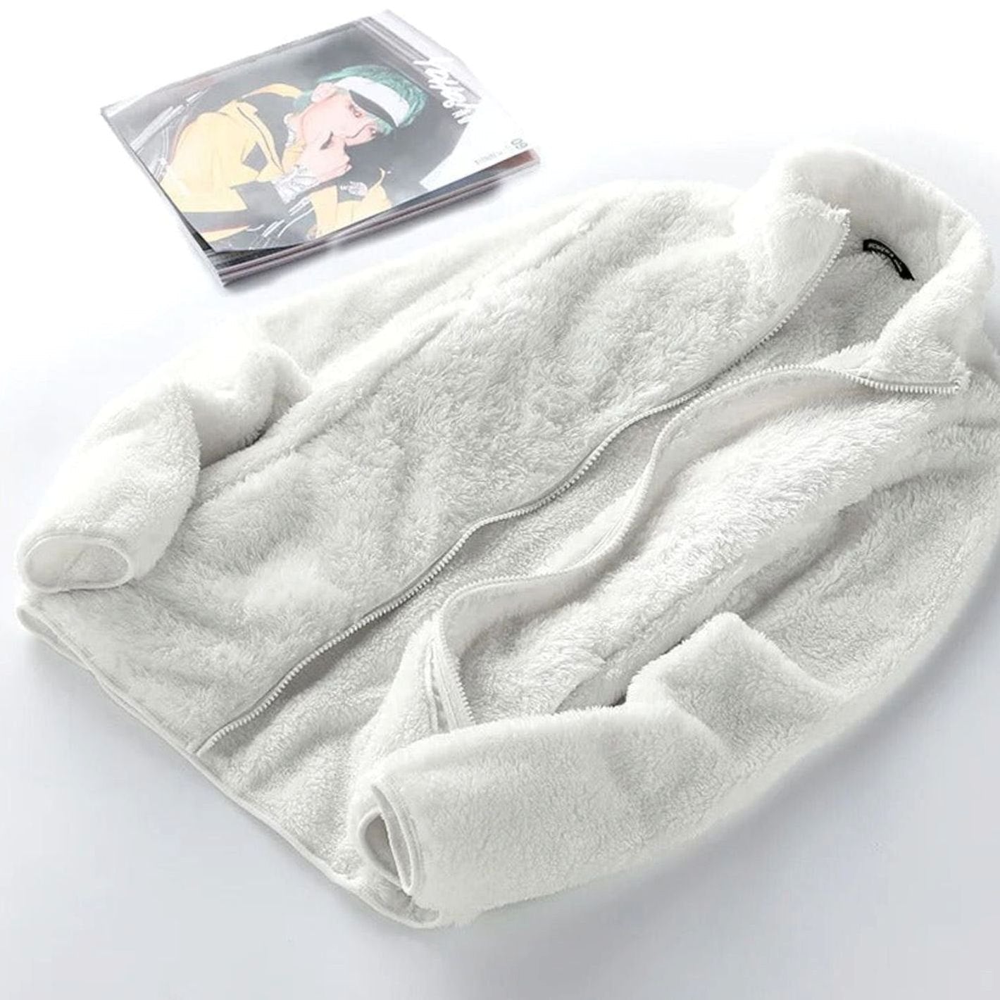 Women's Oversized Stand-Collar Fleece Jacket | Annika in Black - Juana Fashion