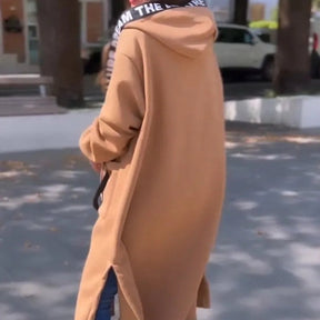 Women's Long Oversized Hooded Coat | Marlene in Khaki - Juana Fashion