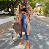 Women's Long Oversized Hooded Coat | Marlene in Khaki - Juana Fashion
