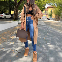 Women's Long Oversized Hooded Coat | Marlene in Khaki - Juana Fashion
