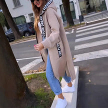 Women's Long Oversized Hooded Coat | Marlene in Khaki - Juana Fashion
