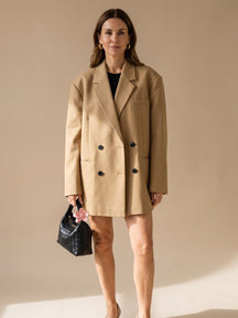 Women's Long Oversized Blazer | Elfriede in Beige - Juana Fashion