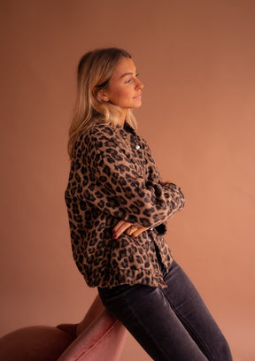 Women's Oversized Leopard Print Snap-Front Jacket | Luisa - Juana Fashion