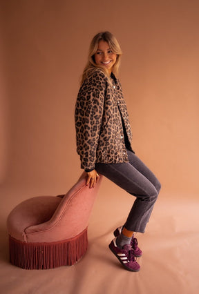 Women's Oversized Leopard Print Snap-Front Jacket | Luisa - Juana Fashion