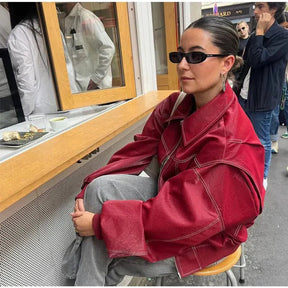 Women's Oversized Faux Leather Bomber Jacket | Elisabeth - Juana Fashion