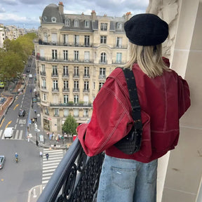Women's Oversized Faux Leather Bomber Jacket | Elisabeth - Juana Fashion