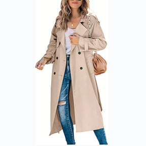 Women's Oversized Belted Double-Breasted Trench Coat | Sophie in Khaki - Juana Fashion