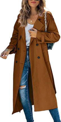 Women's Oversized Belted Double-Breasted Trench Coat | Sophie in Brown - Juana Fashion