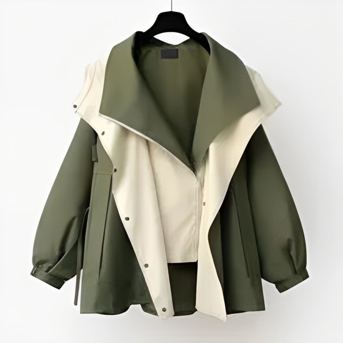 Women's Short Waterproof Trench Coat with Double Collar | Hannah in White - Juana Fashion