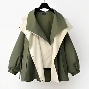 Women's Short Waterproof Trench Coat with Double Collar | Hannah in White - Juana Fashion