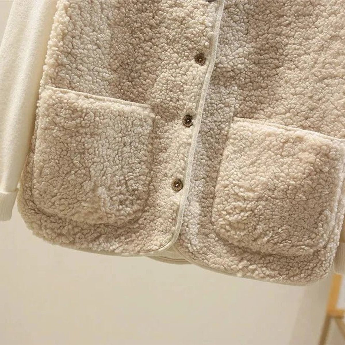 Women's Button-Front Sherpa Fleece Vest | Marlene in Brown - Juana Fashion