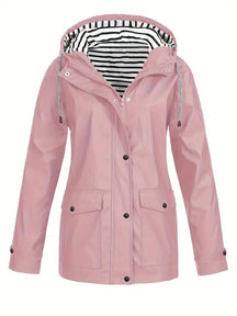 Women's Raincoat with Striped Lining | Marlene in Black - Juana Fashion