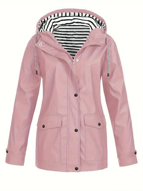 Women's Raincoat with Striped Lining | Marlene in Black - Juana Fashion