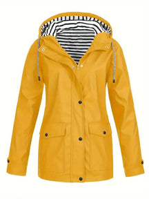 Women's Raincoat with Striped Lining | Marlene in Black - Juana Fashion