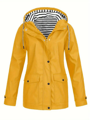 Women's Raincoat with Striped Lining | Marlene in Black - Juana Fashion