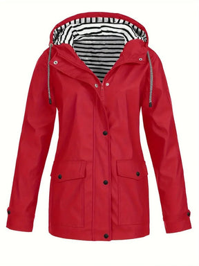 Women's Raincoat with Striped Lining | Marlene in Black - Juana Fashion