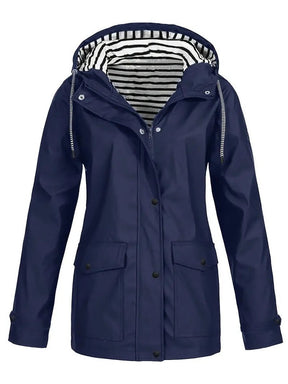 Women's Raincoat with Striped Lining | Marlene in Black - Juana Fashion